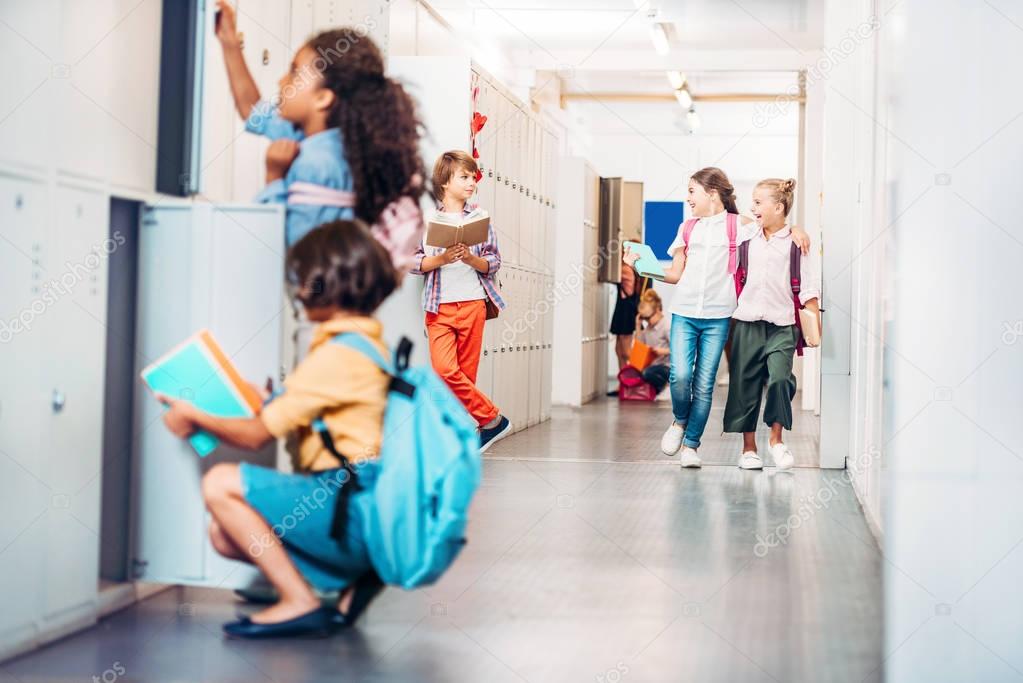 kids in school corridor