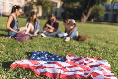 Amerikan bayrağının seçici odak