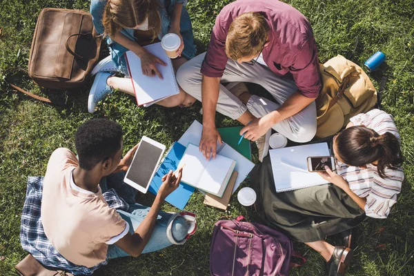 Studenti multietnici che studiano insieme — Foto Stock