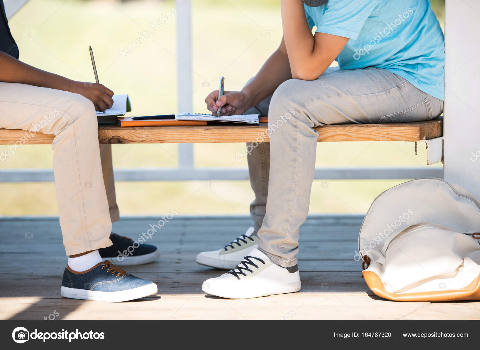 Boys Studying On Bench Stock Photo C Arturverkhovetskiy 164787320