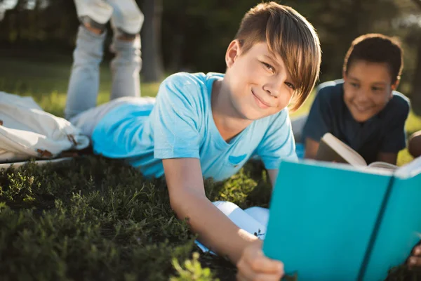 Multiethnic boys studying together — Stock Photo, Image