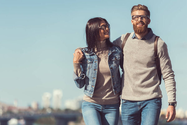 couple having walk outdoors