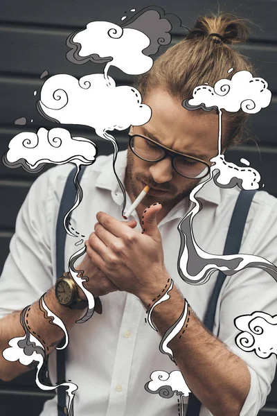 ผู้ชายหล่อสไตล์สูบบุหรี่ — ภาพถ่ายสต็อกฟรี