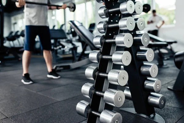 Dumbbells in sport center — Stock Photo, Image