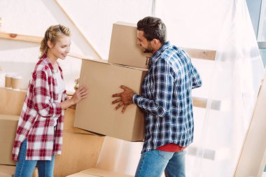 couple moving in new house clipart