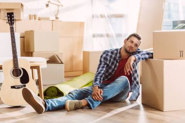 man in new house clipart