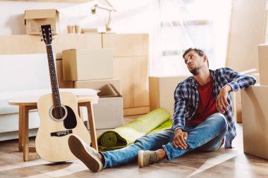 man in new house clipart
