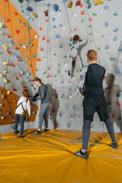 Aile eğitim kulpları ile duvar tırmanışı