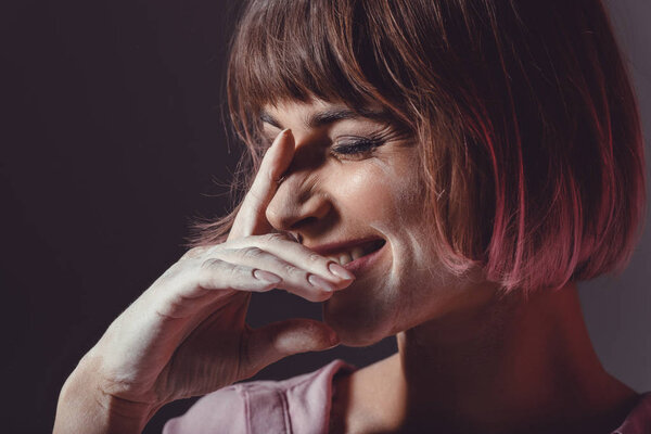 laughing girl with powder  