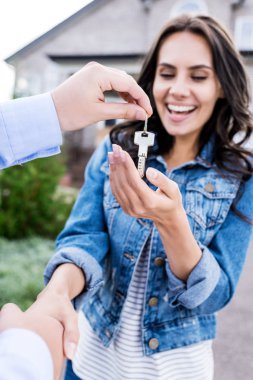 woman buying new house clipart