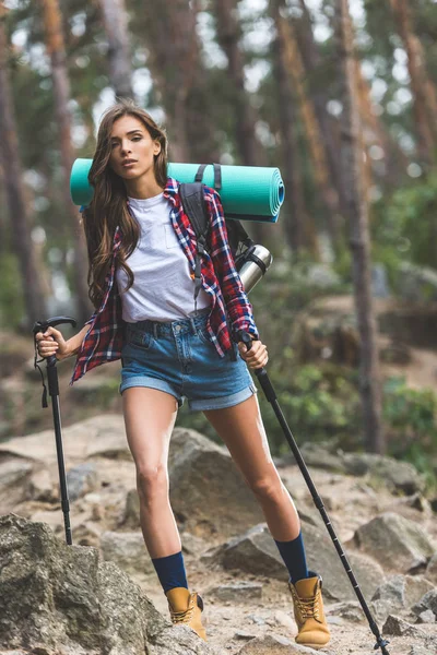 Femeie având excursie — Fotografie, imagine de stoc