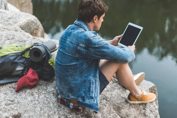 Použití tablety — Stock fotografie