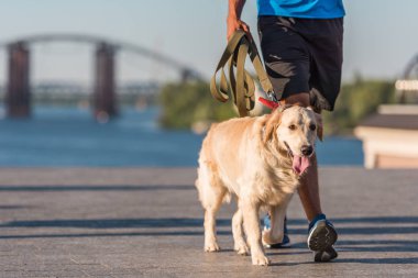 sporcu ile köpek yürüyüş