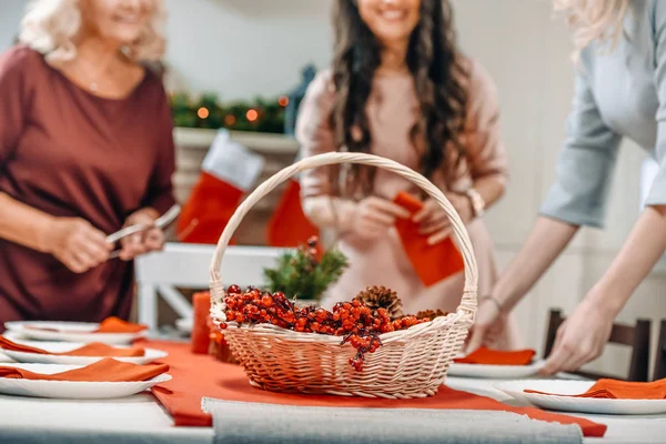 Christmas table with decorations — Stock Photo, Image