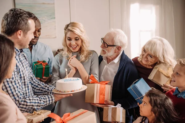 Large family celebrating birthday — Stock Photo, Image