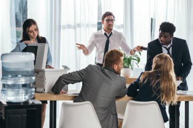 group of businesspeople working together at office clipart