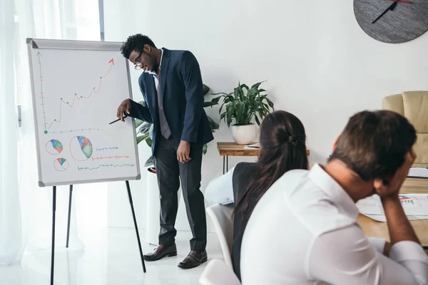 Agotado Zombie Como Los Empresarios Haciendo Presentación Oficina — Foto de Stock