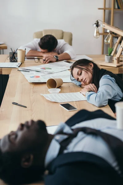 Group Businesspeople Sleeping Conference Hall Office — Stock Photo, Image