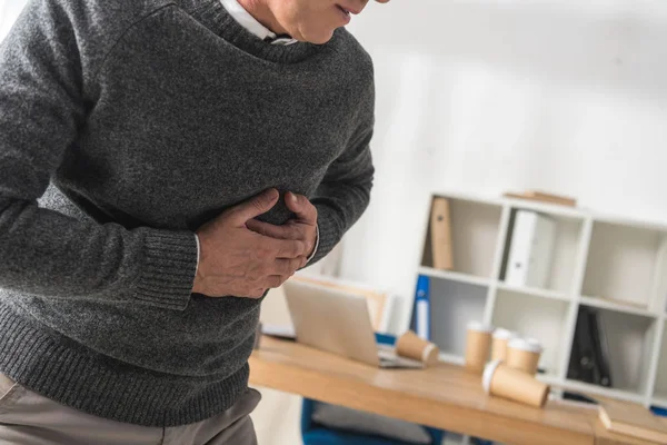 Cropped Image Middle Aged Man Having Heart Attack — Stock Photo, Image