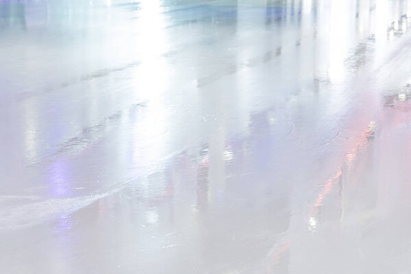 clean ice at empty ice skating rink