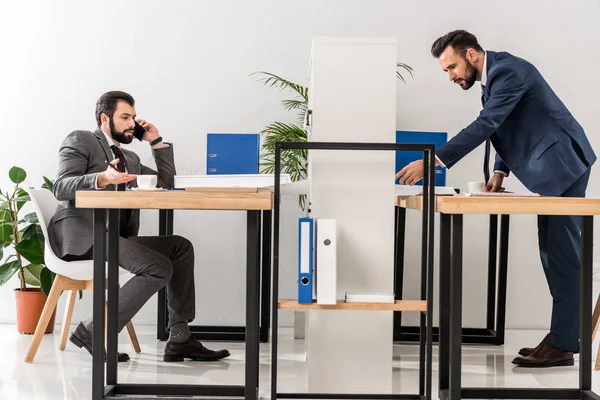Side View Businessmen Working Tables Office — Stock Photo, Image