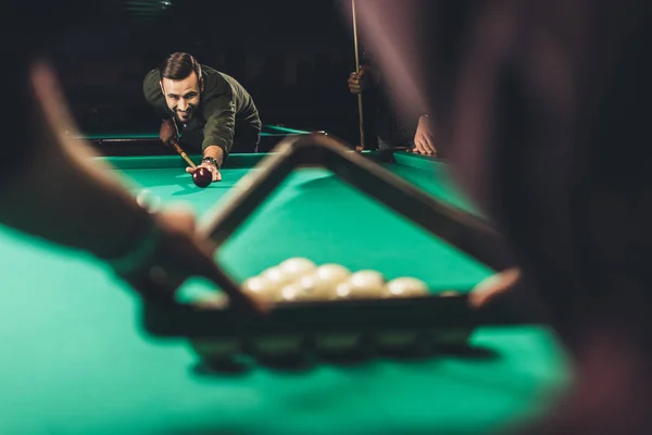 Cropped Image Men Company Playing Russian Pool — Stock Photo, Image