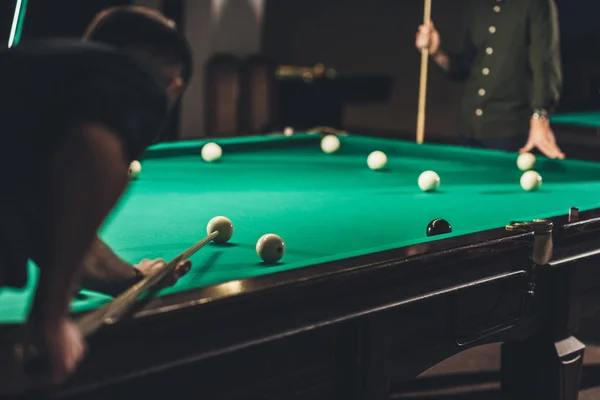 Back View Cropped Man Playing Russian Pool Bar — Stock Photo, Image
