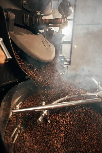 Close Van Koffie Bonen Roosteren Machine — Stockfoto