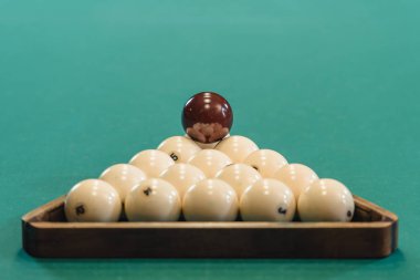 closeup view of russian pool balls set in triangle clipart