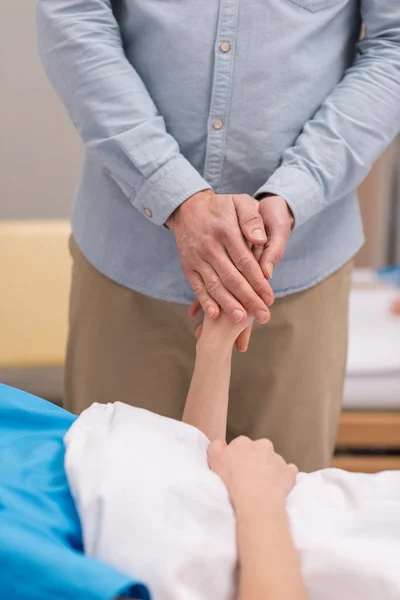 Cropped Image Husband Holding Hands Sick Wife — Free Stock Photo