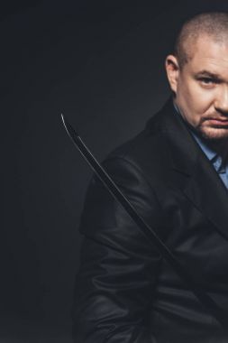 modern samuray ile katana kılıcı siyah yakın çekim çekim