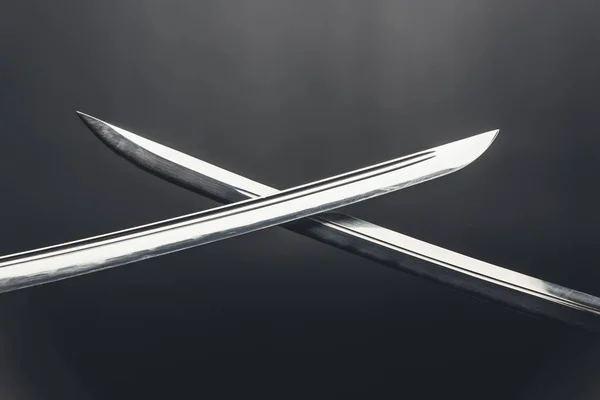 Close Shot Crossed Katana Blades Black — Stock Photo, Image