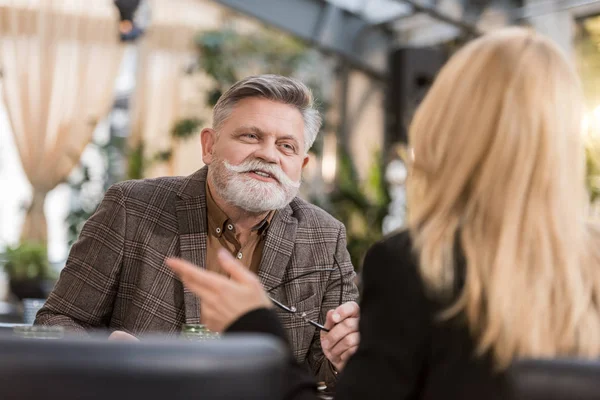 Selective Focus Senior Man Woman Cafe — Free Stock Photo