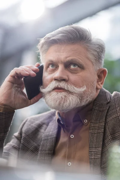 Retrato Del Hombre Negocios Mayor Hablando Teléfono Inteligente — Foto de stock gratis