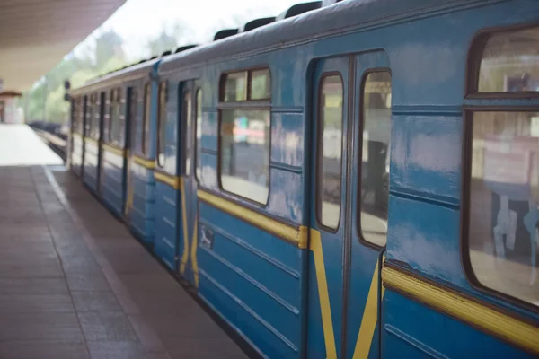 Closeup View Train Outdoor Subway Station — Stock Photo, Image