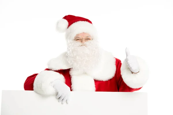 Santa Claus with white board — Stock Photo