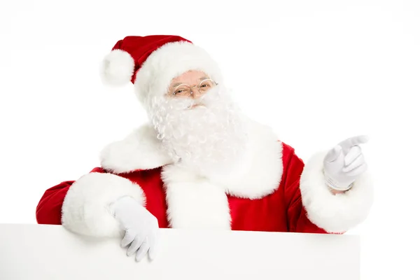 Papai Noel com placa branca — Fotografia de Stock
