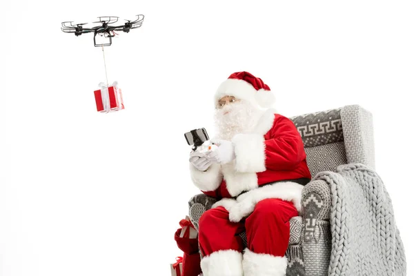 Santa Claus using drone — Stock Photo