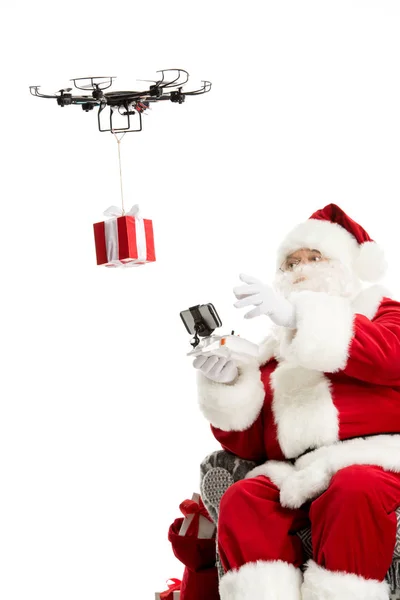 Santa Claus using drone — Stock Photo