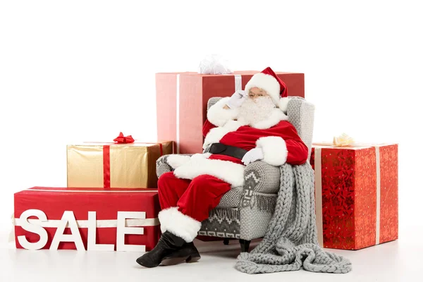 Babbo Natale con segno di vendita — Foto stock