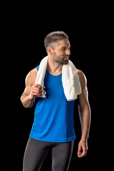Sportivo con asciugamano sul collo — Foto stock