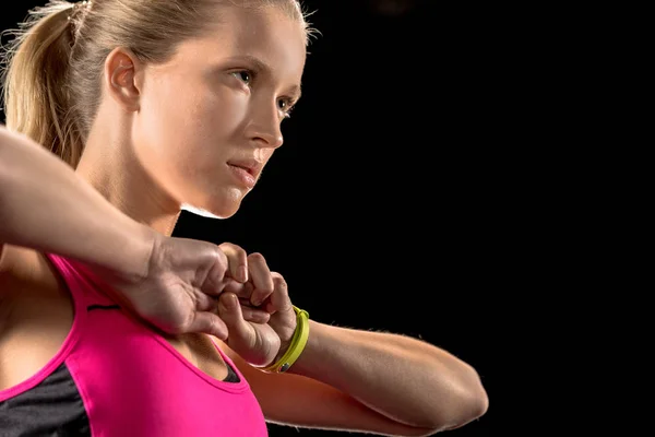 Athletic woman exercising — Stock Photo