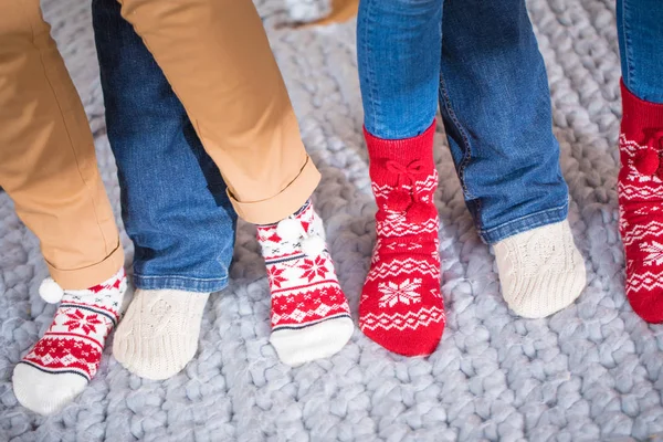Female feet in knitted socks — Stock Photo