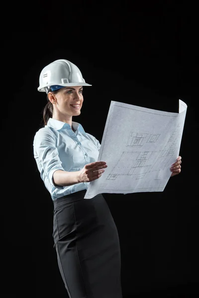 Architecte féminine dans le casque — Photo de stock