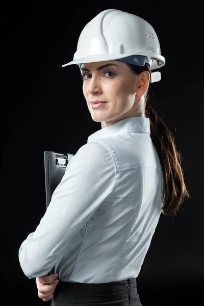 Female architect in helmet — Stock Photo