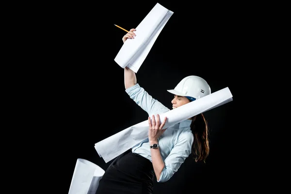 Architecte féminine dans le casque — Photo de stock