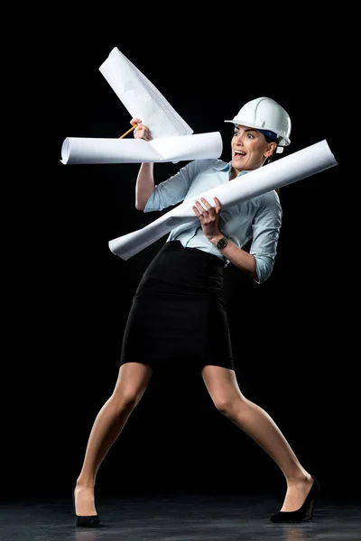 Architecte féminine dans le casque — Photo de stock