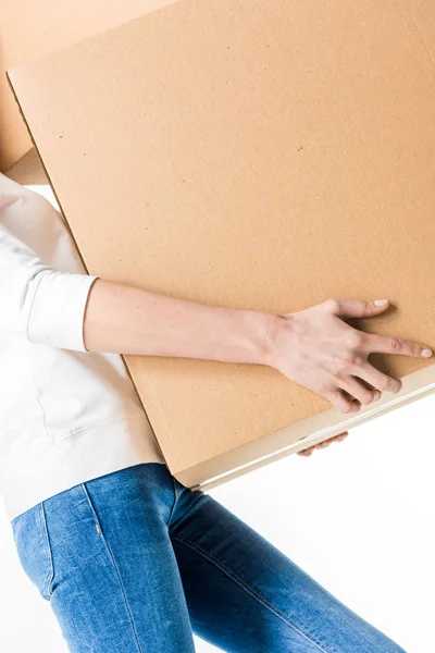 Young woman with boxes — Stock Photo