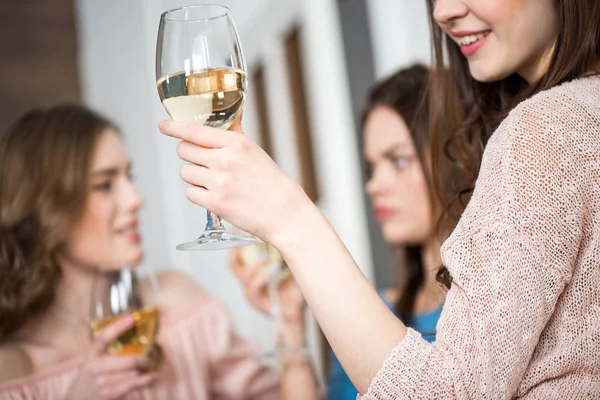 Women with glass of wine — Stock Photo