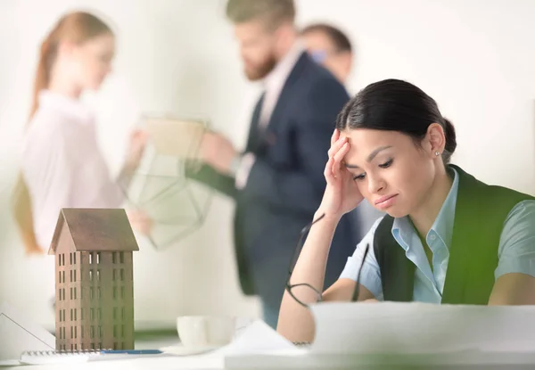 Tired young businesswoman — Stock Photo